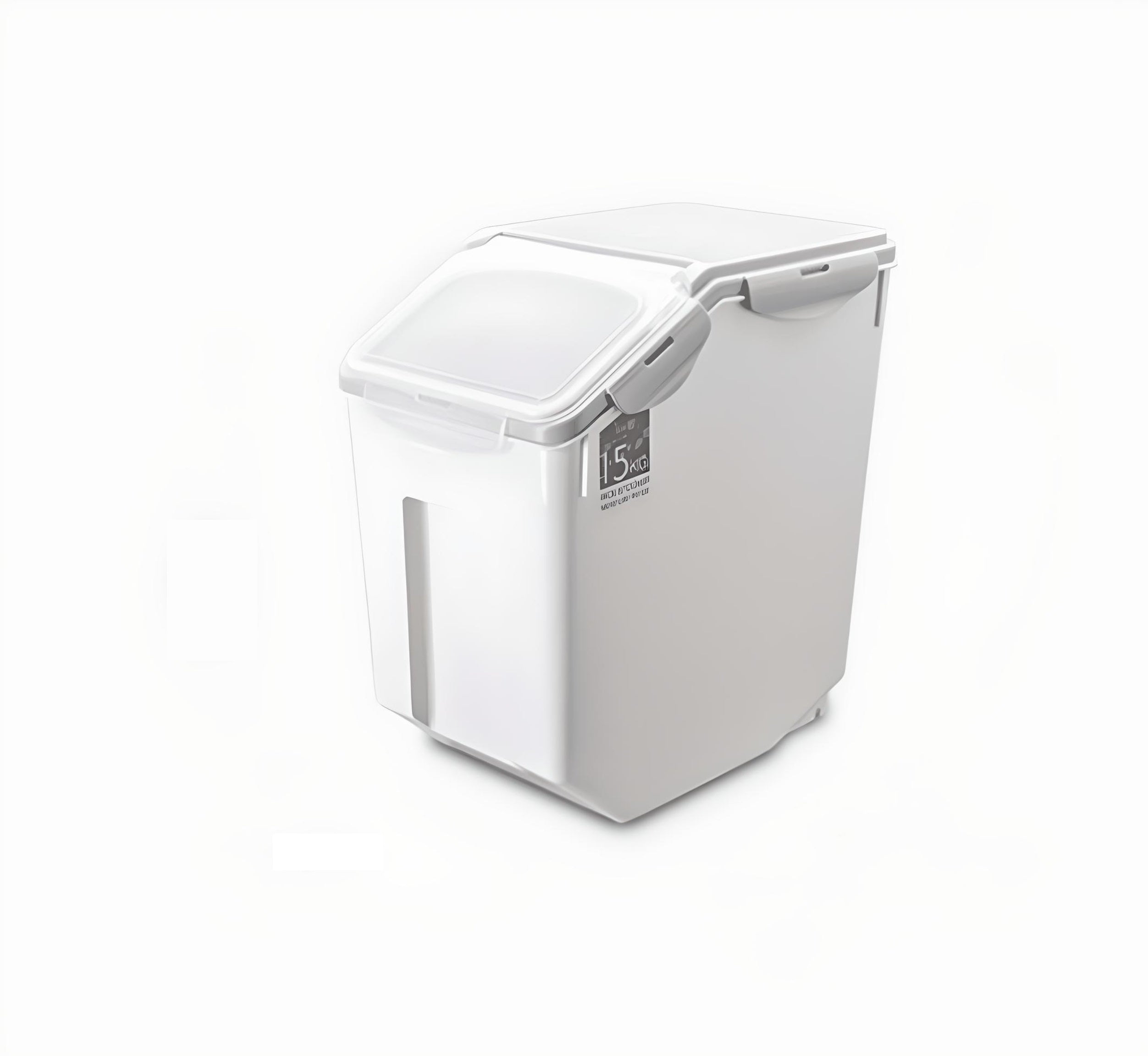 10KG/15KG White Plastic Rice Pet Food Grain Container Kitchen.